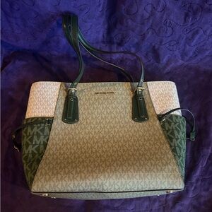 Michael Kors Olive and Beige Tote Bag